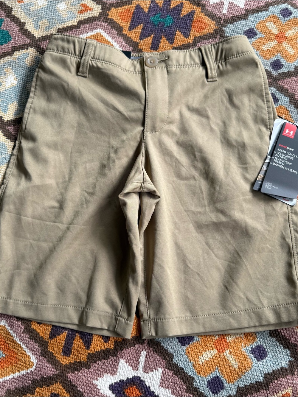 UNDER ARMOUR Boy’s Chino Shorts Size 8 Brand New Brown Tan Activewear Shorts